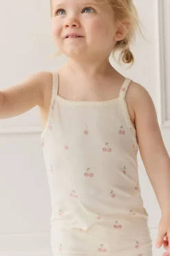 Bamboo Ari Singlet Pyjama Set - Cherry Love Parchment