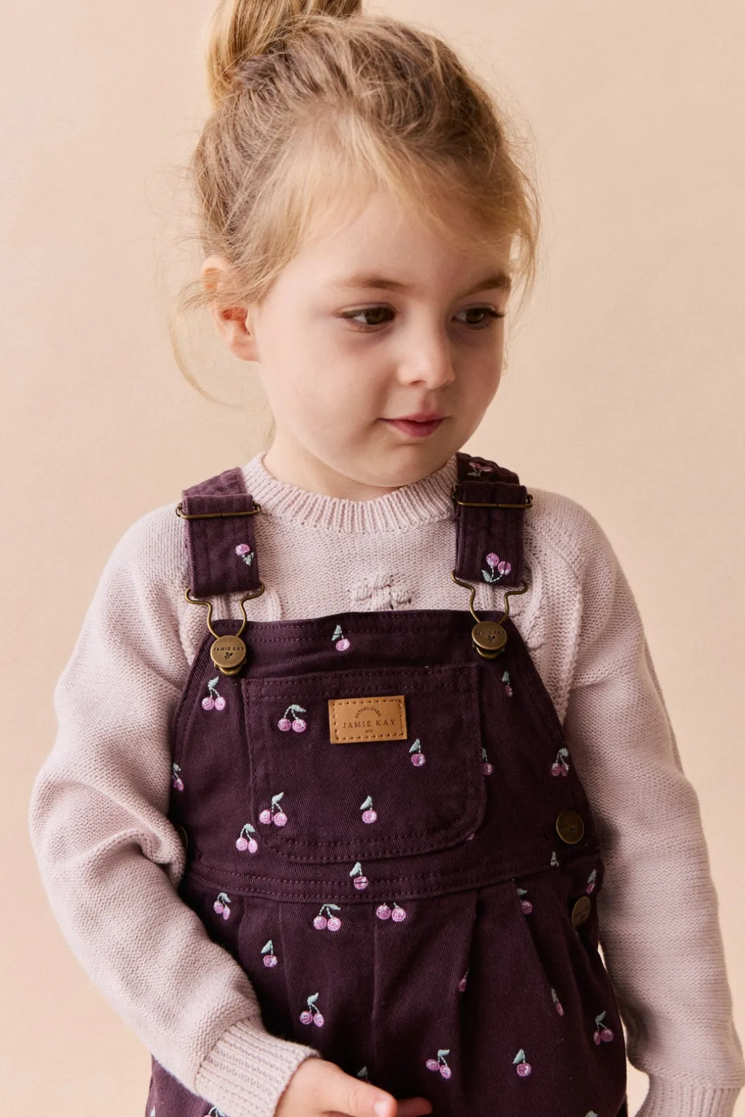 Blair Cord Overall - Cherry Love Plum Embroidery