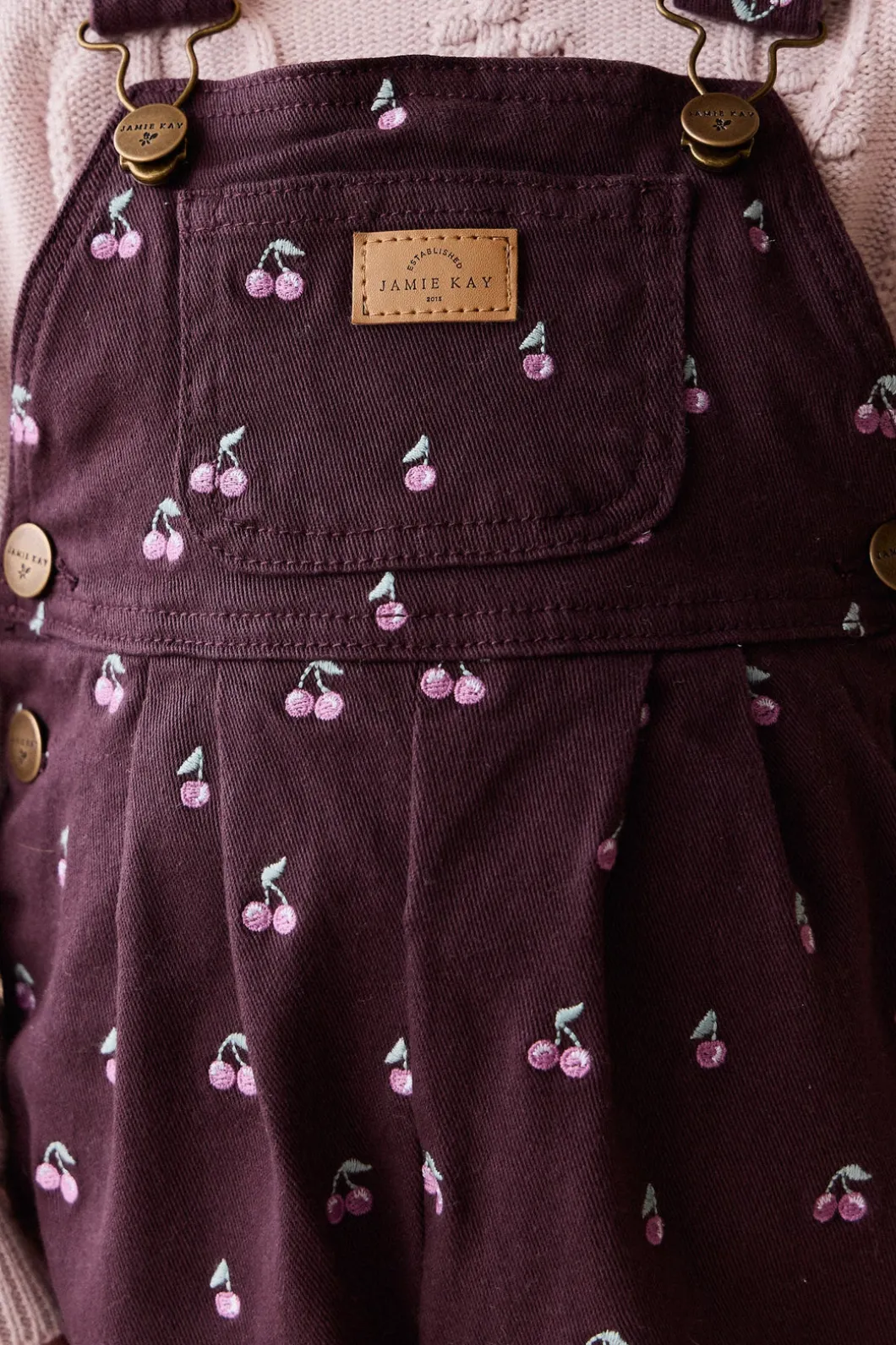 Blair Cord Overall - Cherry Love Plum Embroidery