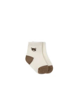 Bobbie Bear Crew Socks - Jacquard Bobbie Bear Cloud/Balm
