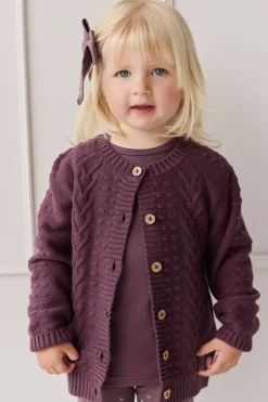 Cable Knit Cardigan - Blackberry