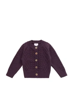 Cable Knit Cardigan - Blackberry