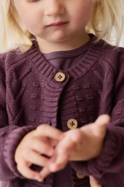 Cable Knit Cardigan - Blackberry