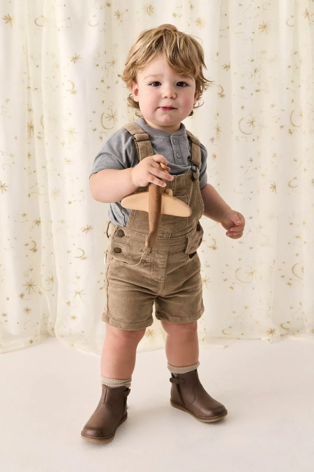 Casey Short Cord Overall - Vintage Taupe