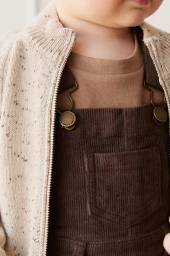 Dean Knit Zip Jacket - Oatmeal Shitake Dot