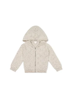 Dillon Knit Zip Hoodie - Oatmeal Shitake Dot