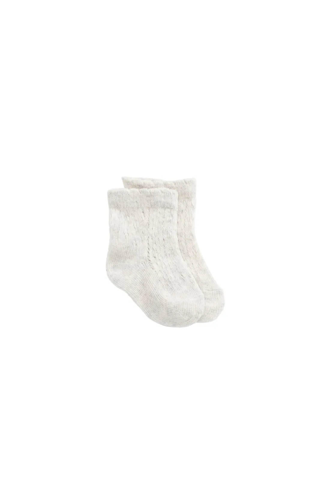 Emily Pointelle Ankle Sock - Light Oatmeal Marle