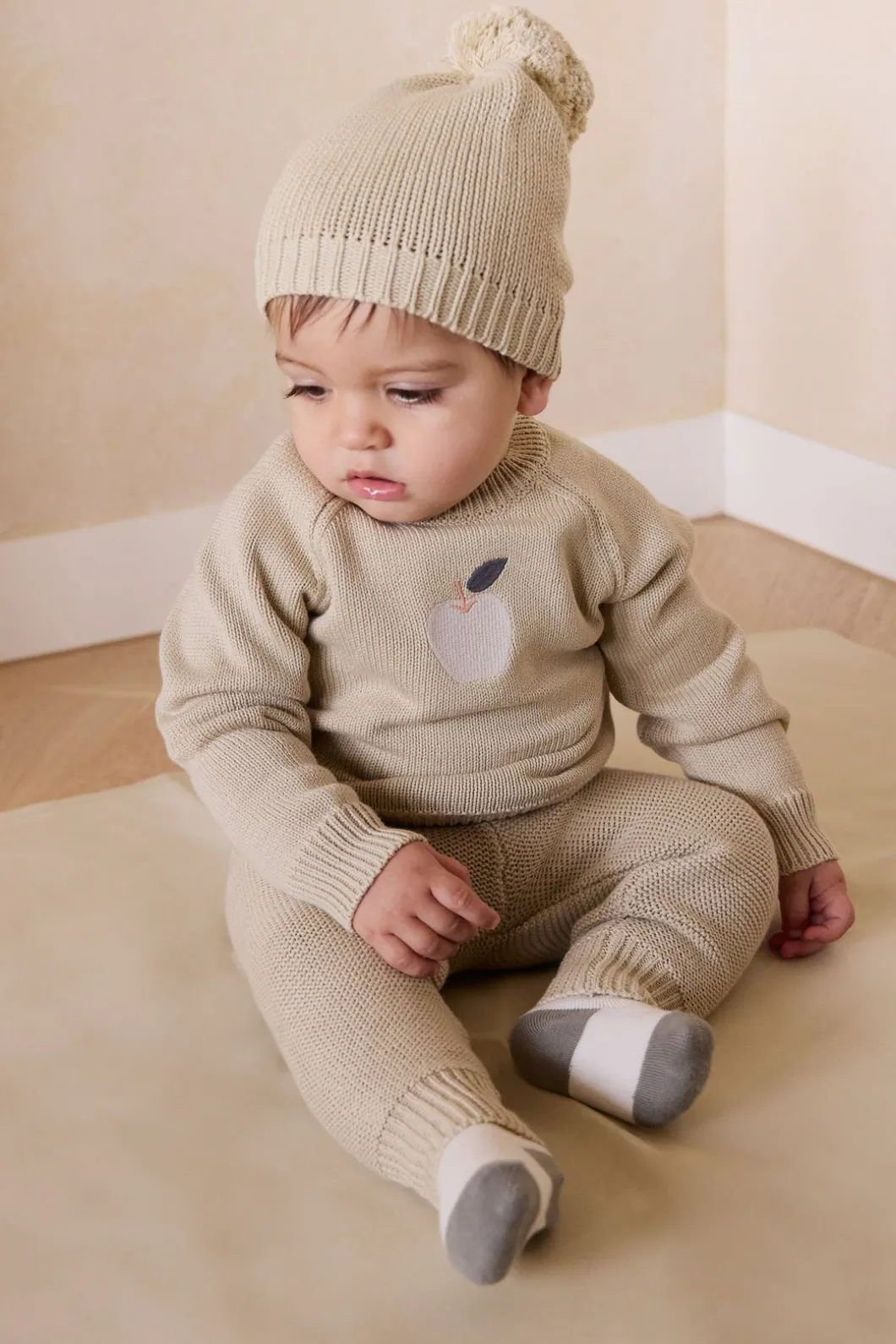 Ethan Jumper - Biscuit Jacquard Fresh Apple