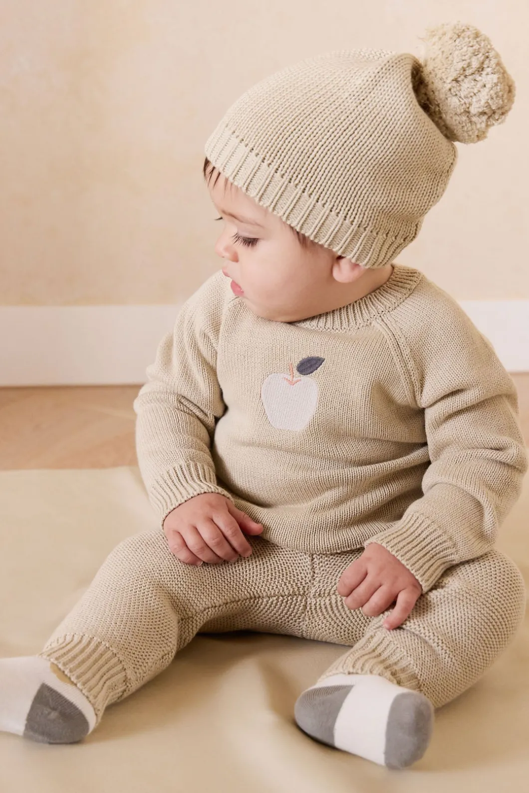 Ethan Jumper - Biscuit Jacquard Fresh Apple