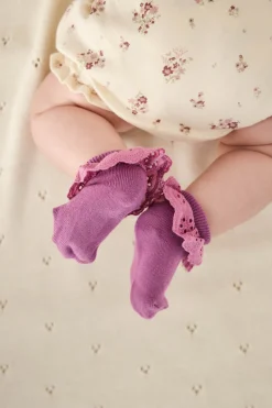 Frill Ankle Sock - Berry Jam