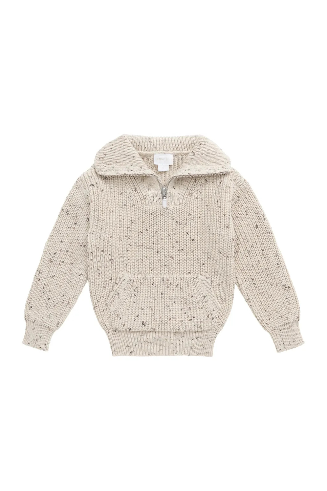 James Half Zip Jumper - Buff Fleck