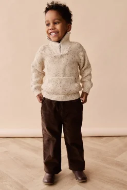 James Half Zip Jumper - Buff Fleck