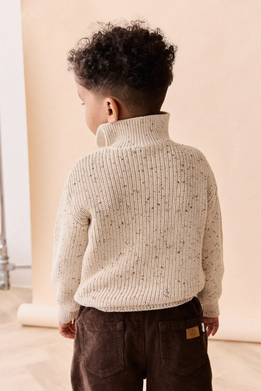 James Half Zip Jumper - Buff Fleck