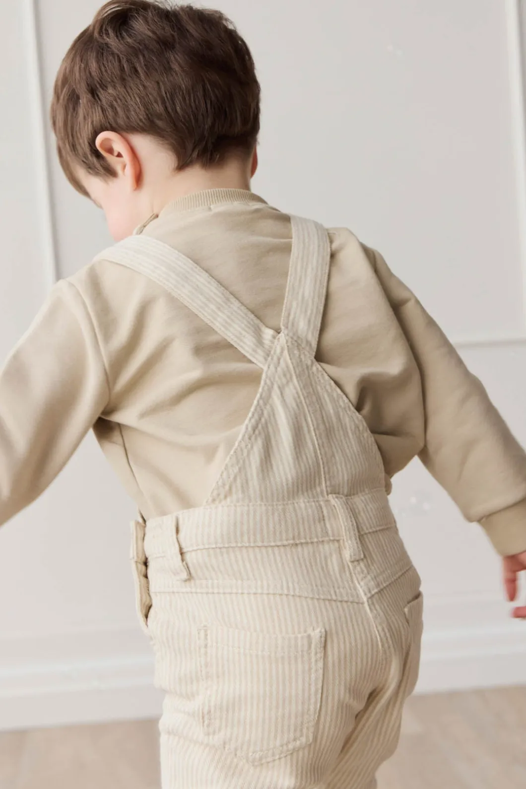 Jordie Overall - Fine Stripe Biscuit/Cloud