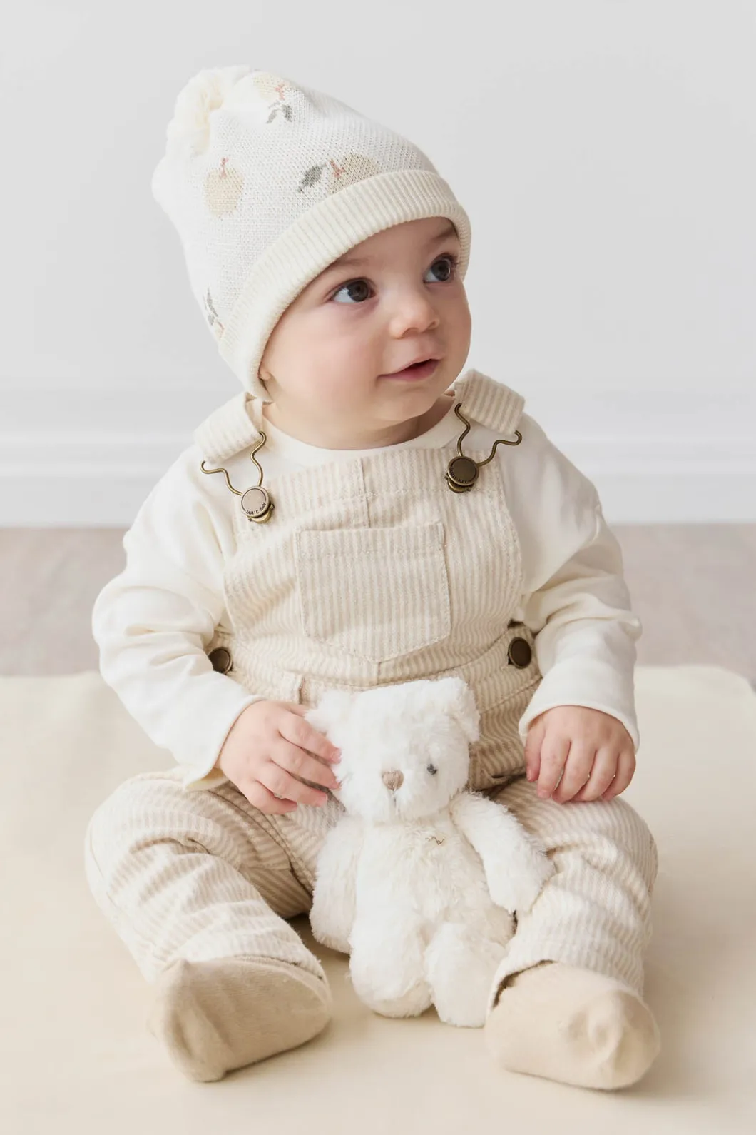 Jordie Overall - Fine Stripe Biscuit/Cloud