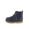 Leather Boot with Elastic Side - Navy