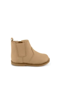 Leather Boot with Elastic Side - Bronzed