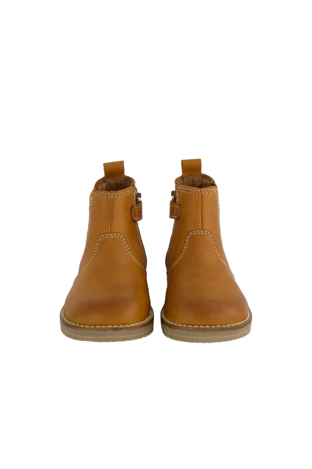 Leather Boot with Elastic Side - Tan