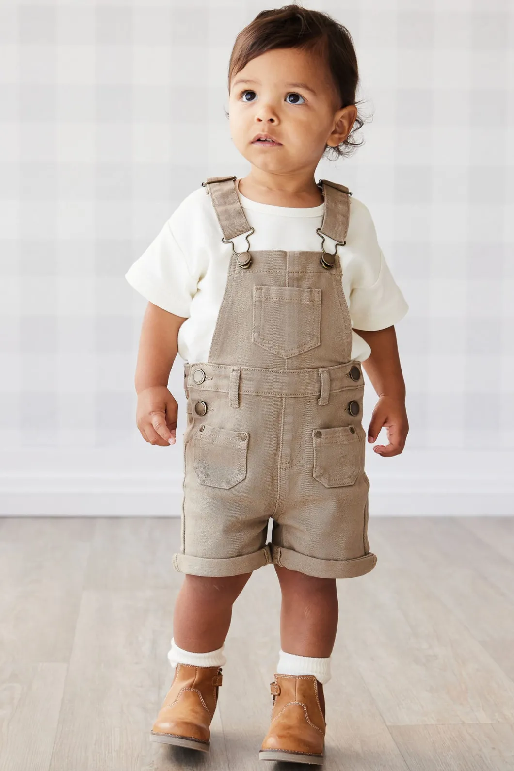 Leather Boot with Elastic Side - Tan