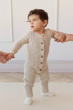 London Knitted Playsuit - Oatmeal Little Fawn Elk Fleck
