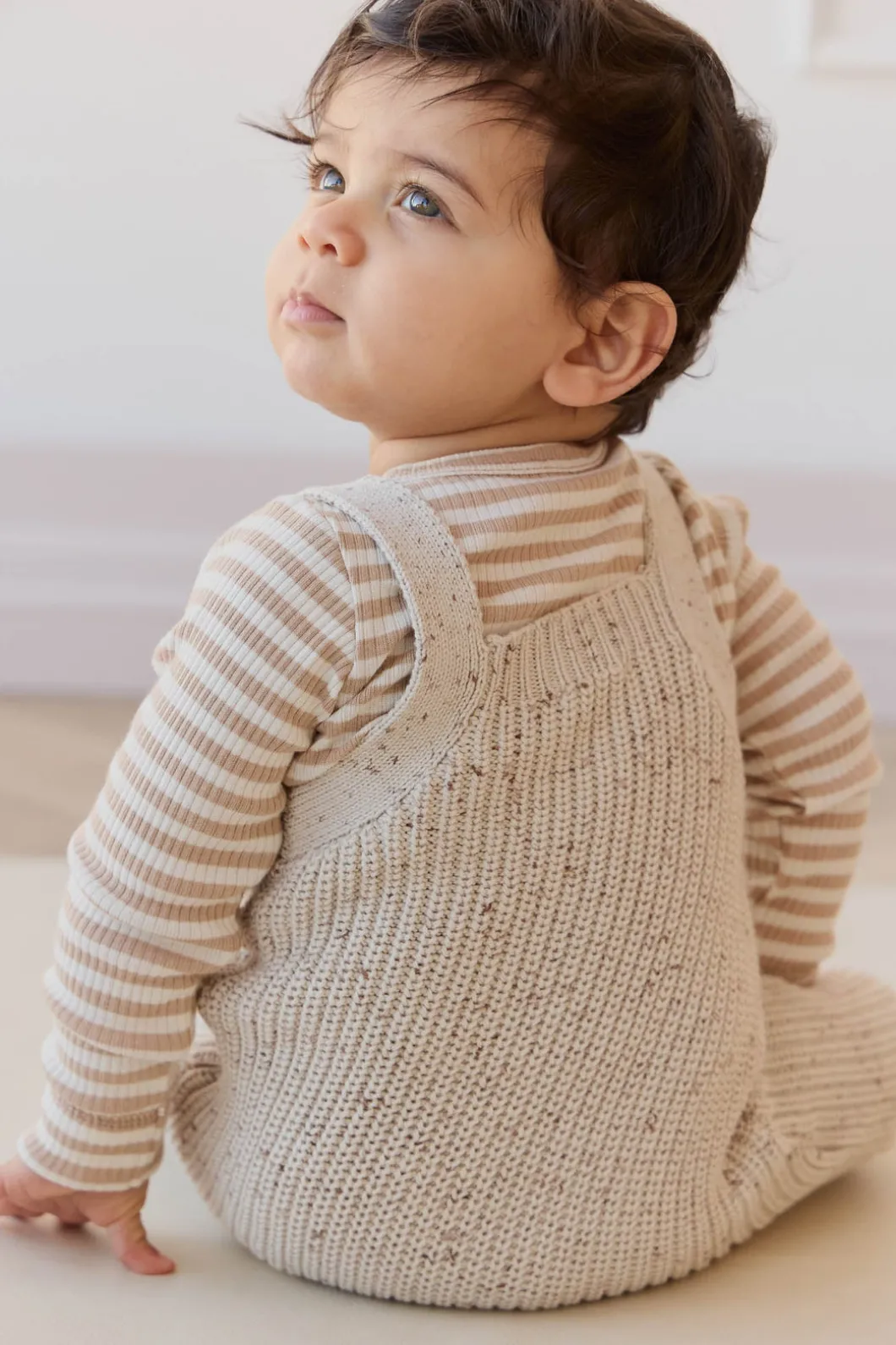 London Knitted Playsuit - Oatmeal Little Fawn Elk Fleck