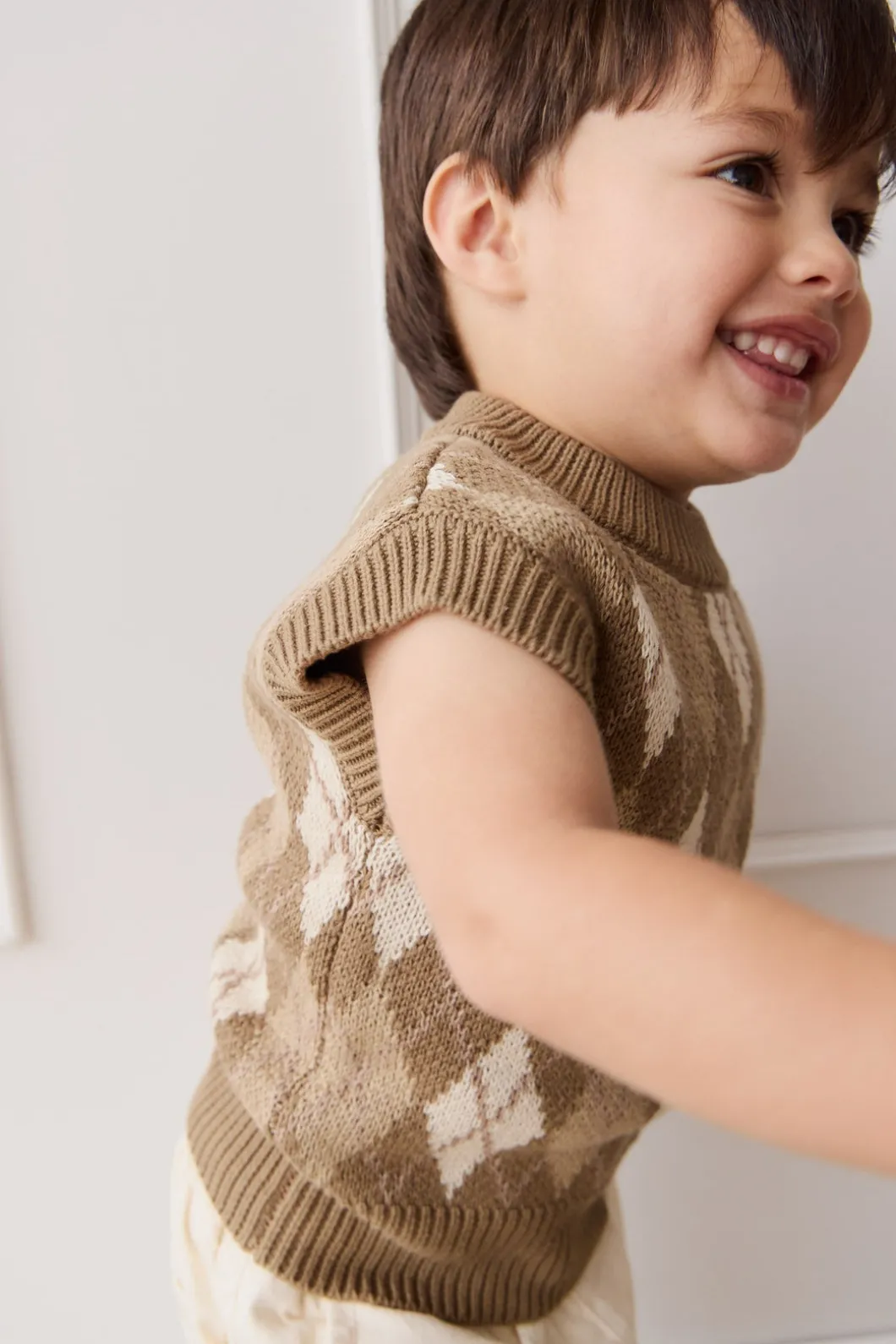 Marcus Knit Vest - Marcus Jacquard Pecan