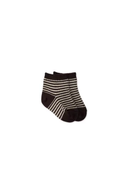 Narrow Stripe Crew Socks - Wolf/Soft Clay