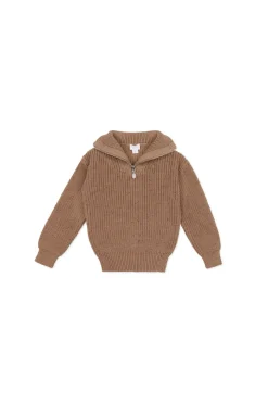 Nicholas Half Zip Jumper - Tiger Fleck
