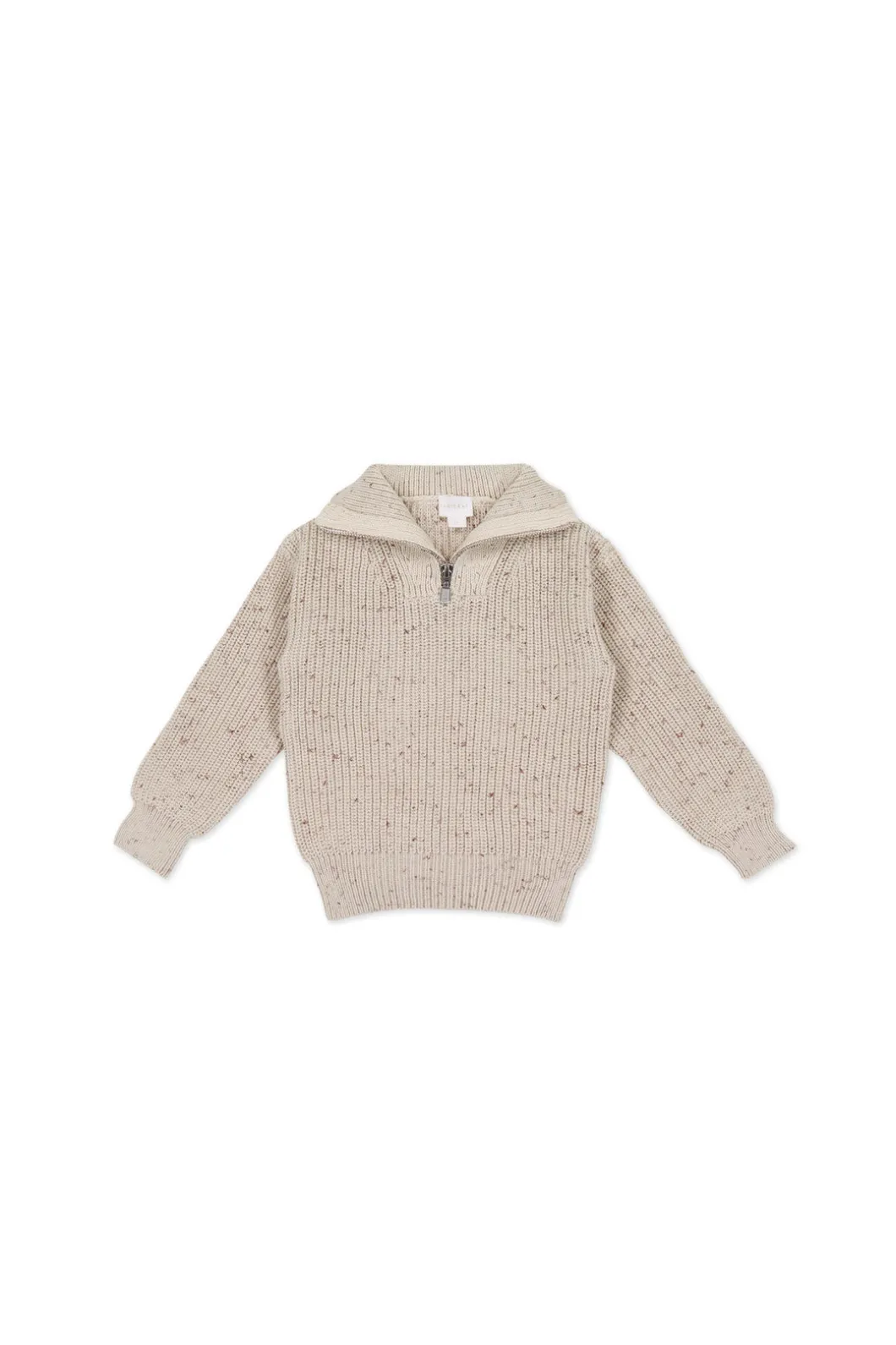 Nicholas Half Zip Jumper - Oatmeal Little Fawn Elk Fleck