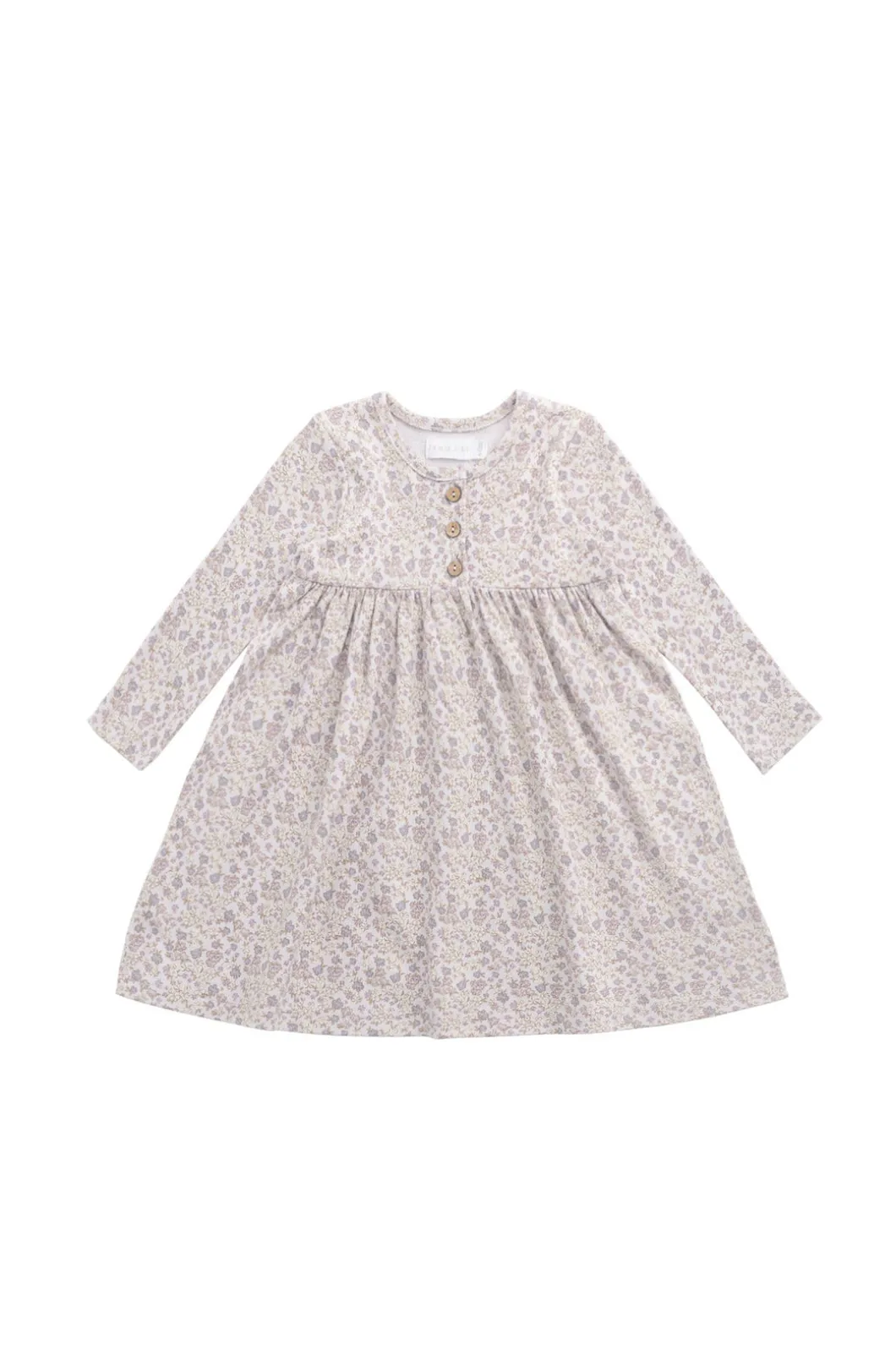 Organic Cotton Bridget Dress - Amber Floral Lilac Ash
