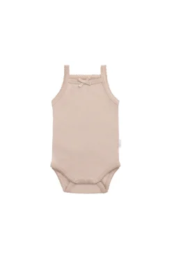 Organic Cotton Bridget Singlet Bodysuit - Blushing Berry