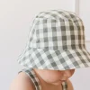 Organic Cotton Bucket Hat - Gingham Grape Leaf