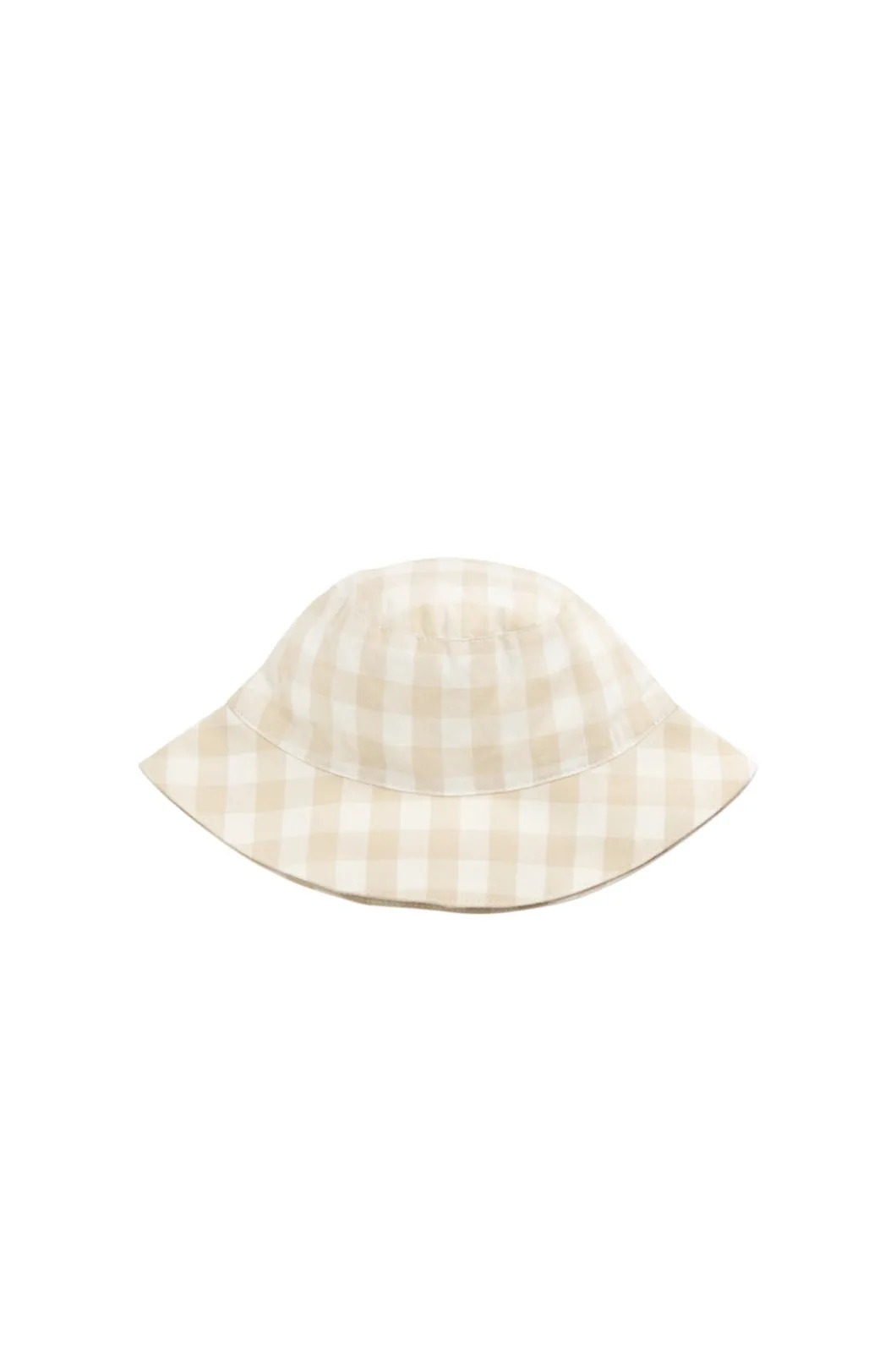 Organic Cotton Bucket Hat - Gingham Pale Khaki