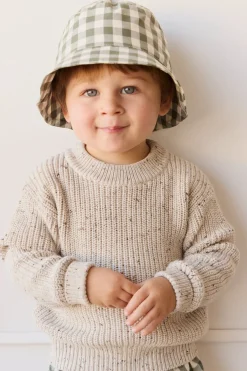 Organic Cotton Bucket Hat - Gingham Grape Leaf