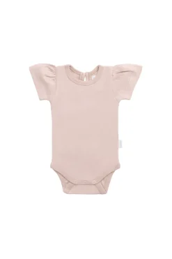 Organic Cotton Cap Sleeve Bodysuit - Shell Pink
