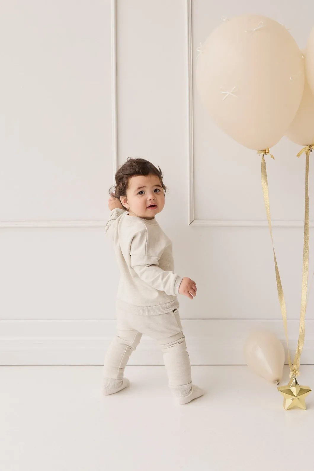 Organic Cotton Damien Sweatshirt - Oatmeal Marle Little Ted