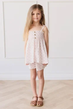 Organic Cotton Ellie Top - Rose Floral Pink