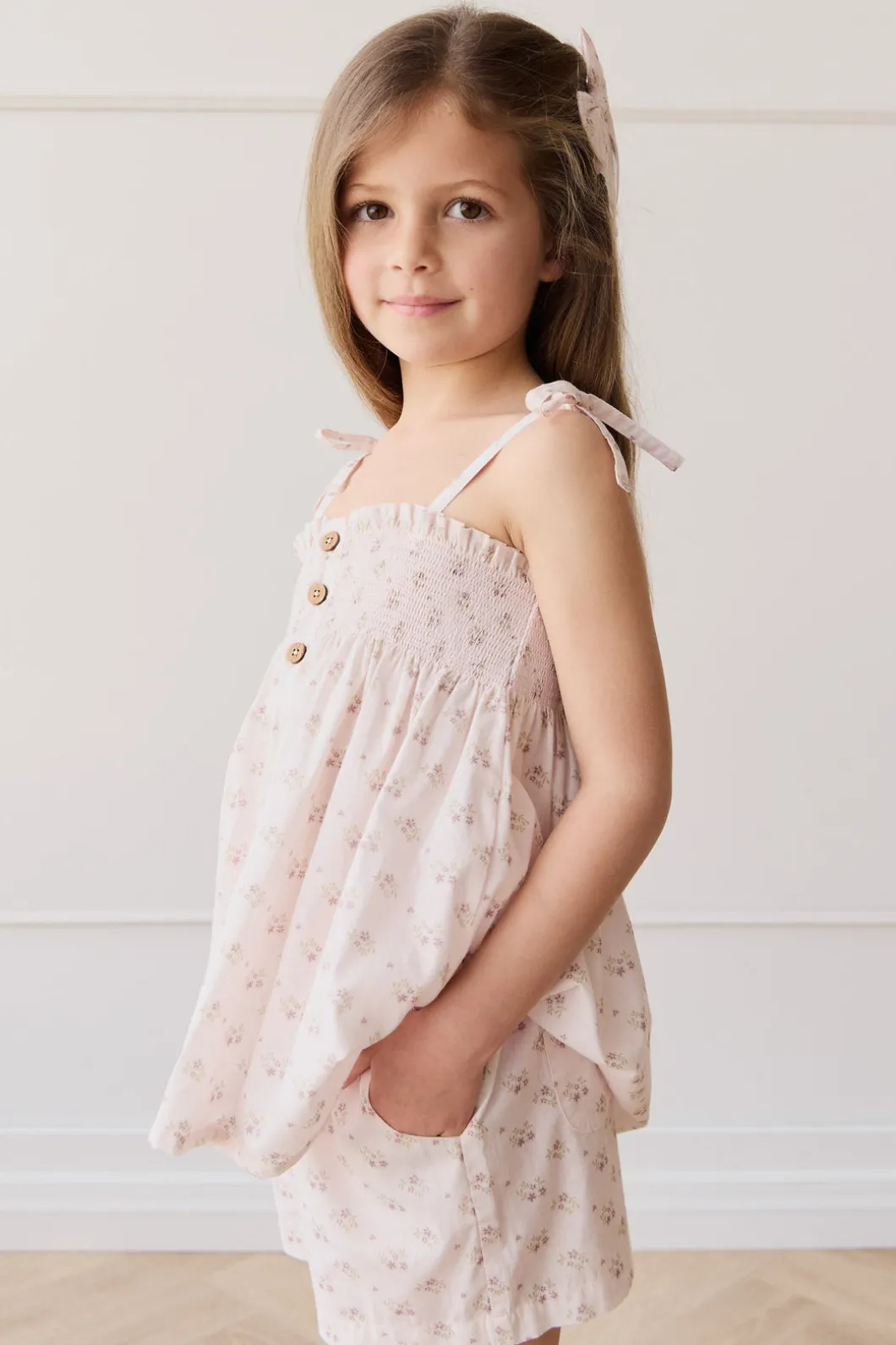 Organic Cotton Ellie Top - Rose Floral Pink