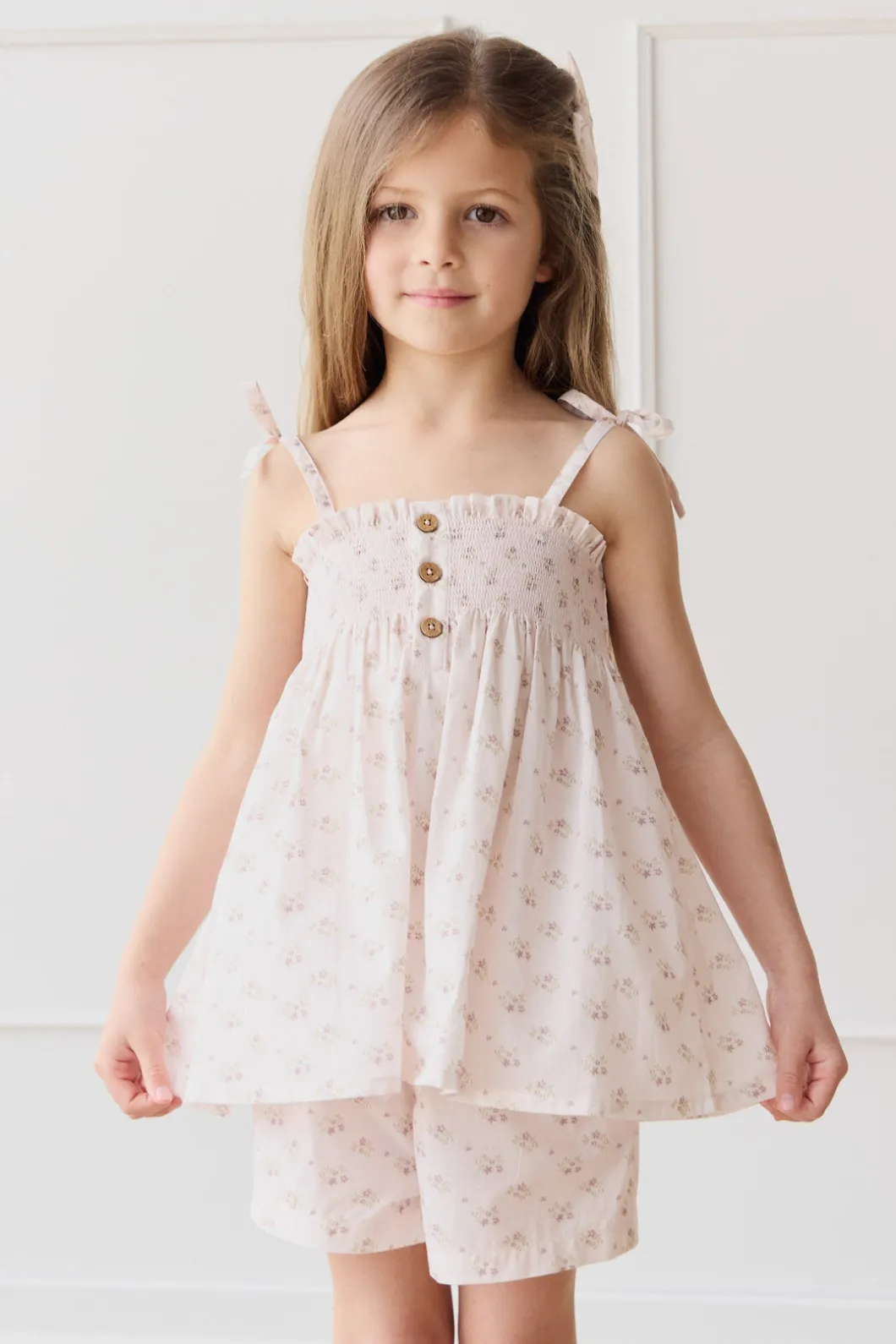 Organic Cotton Ellie Top - Rose Floral Pink