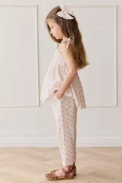 Organic Cotton Elodie Pant - Rose Floral Pink