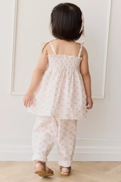 Organic Cotton Elodie Pant - Rose Floral Pink