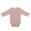 Organic Cotton Elora Long Sleeve Bodysuit - Powder Pink
