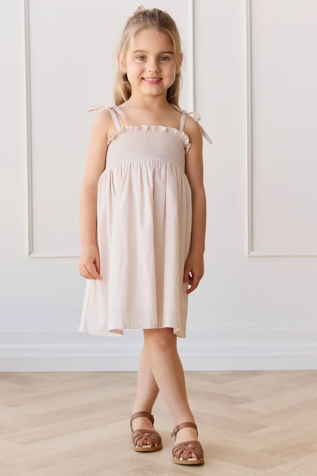 Organic Cotton Eveleigh Dress - Mini Woven Gingham Violet
