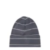 Organic Cotton Fine Rib Beanie - Gracelyn Stripe Lava/Cloud