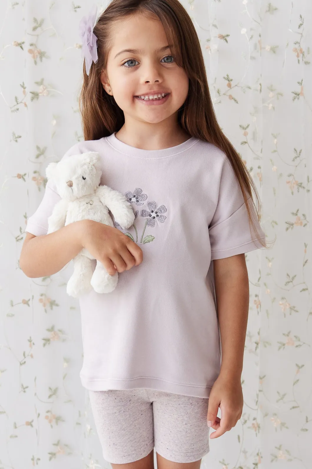 Organic Cotton Fine Rib Elisa Bike Short - Lavender Fleck