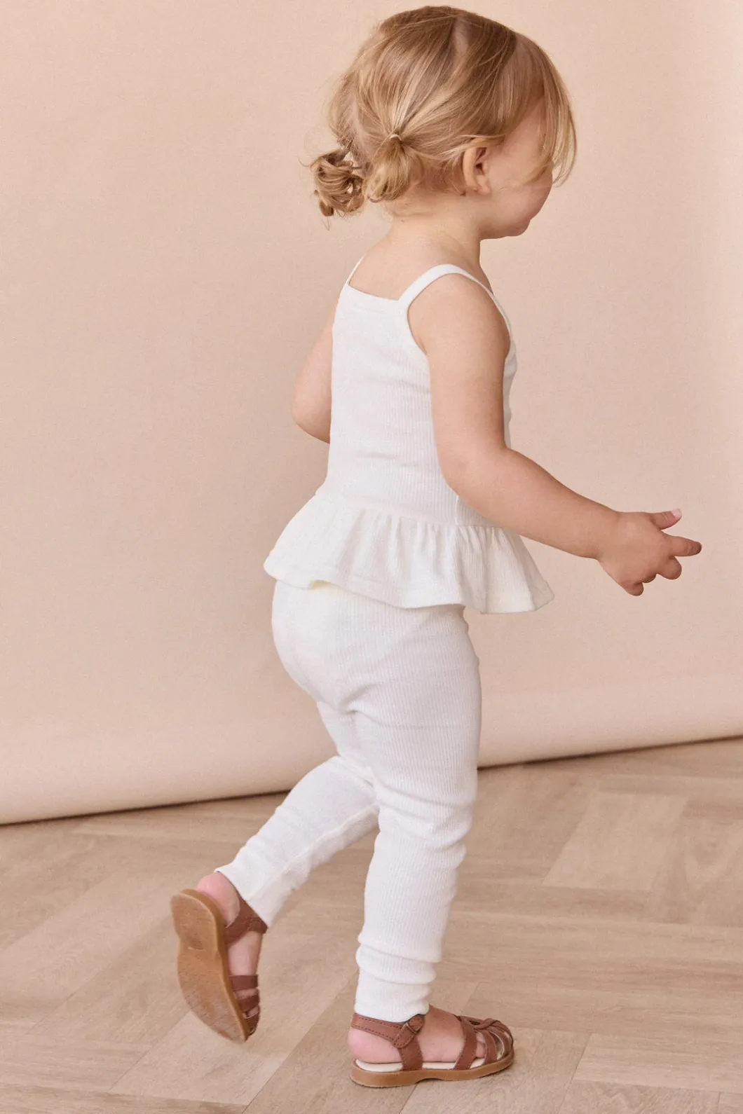 Organic Cotton Fine Rib Everyday Legging - Parchment