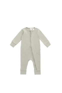 Organic Cotton Fine Rib Gracelyn Zip Onepiece - Mist
