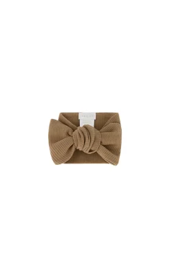 Organic Cotton Fine Rib Headband - Caramel