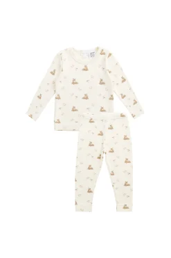 Organic Cotton Fine Rib Kayln Long Sleeve Pyjama Set - Little Fawn