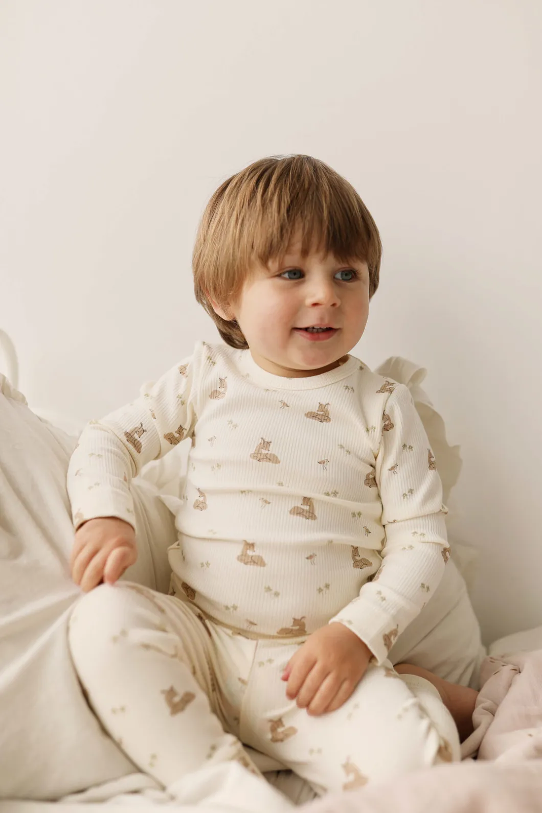 Organic Cotton Fine Rib Kayln Long Sleeve Pyjama Set - Clover Fields